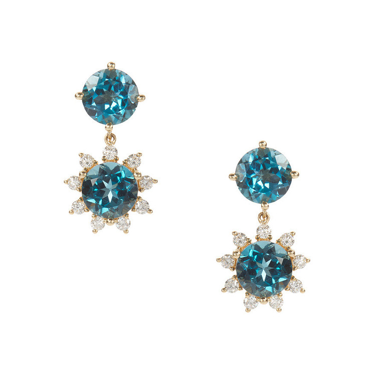 Kai Linz 14K Yellow Gold Blue Topaz Star Drop Earrings