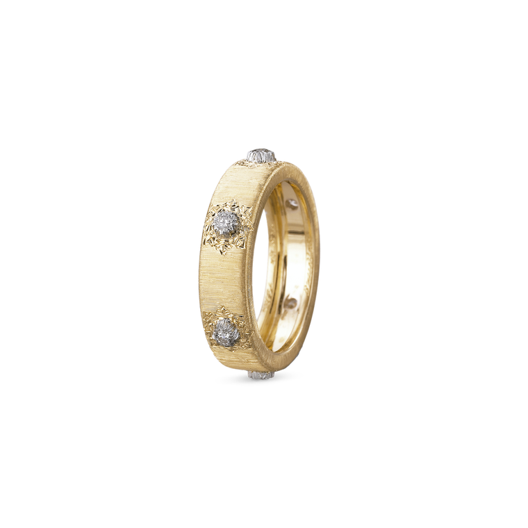 Buccellati Macri Classica 18K Yellow and White Gold Diamond Eternelle Ring (5.5mm), Size 54