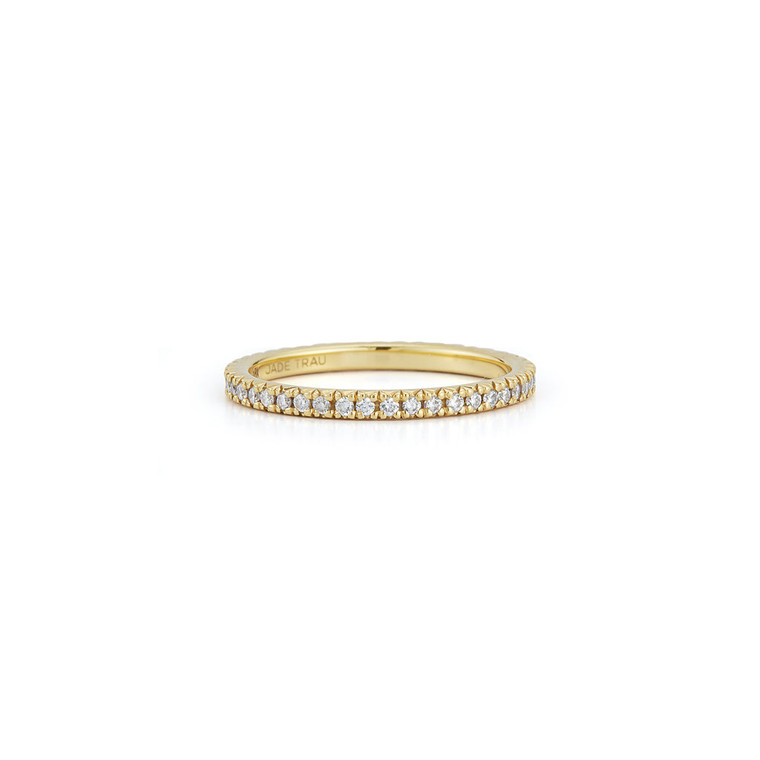 Jade Trau 18K Yellow Gold White Diamond Pave Eternity Band 1.6, Size 6.5