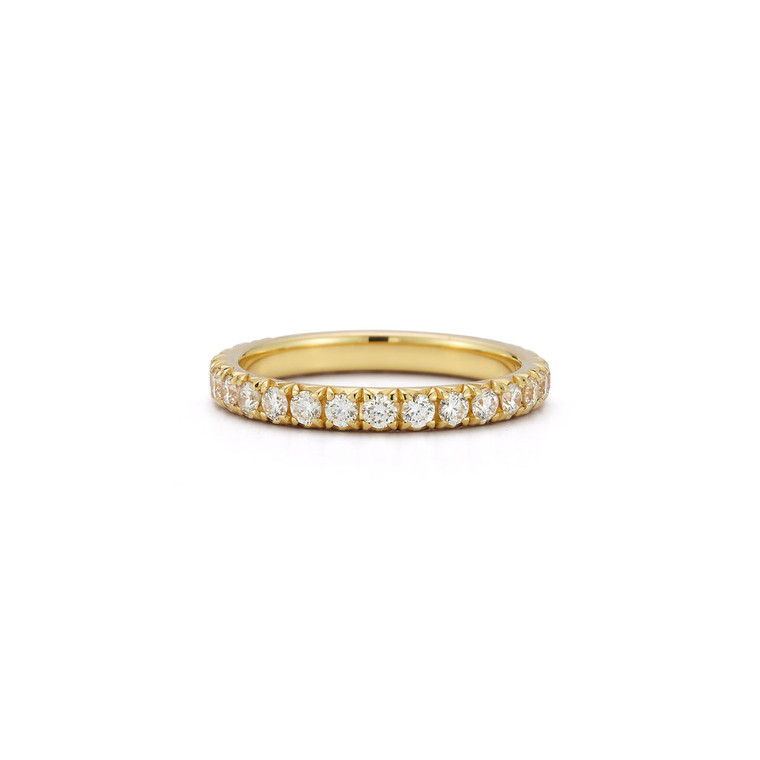 Jade Trau 18K Yellow Gold Medium Pave Eternity Band 2.0, Size 6.5