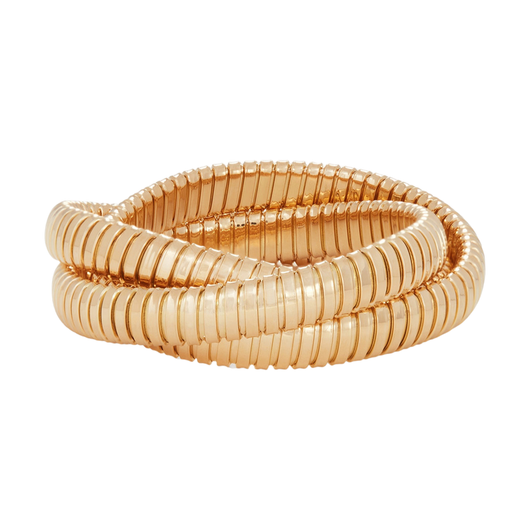 Sidney Garber 18K Yellow Gold 3 Band Rolling Bracelet (9mm), Size 16.5cm