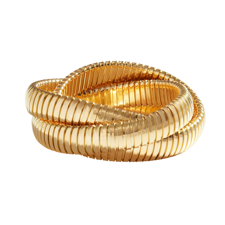 Sidney Garber 18K Yellow Gold 3 Band Rolling Bracelet (12mm), Size 16.5cm