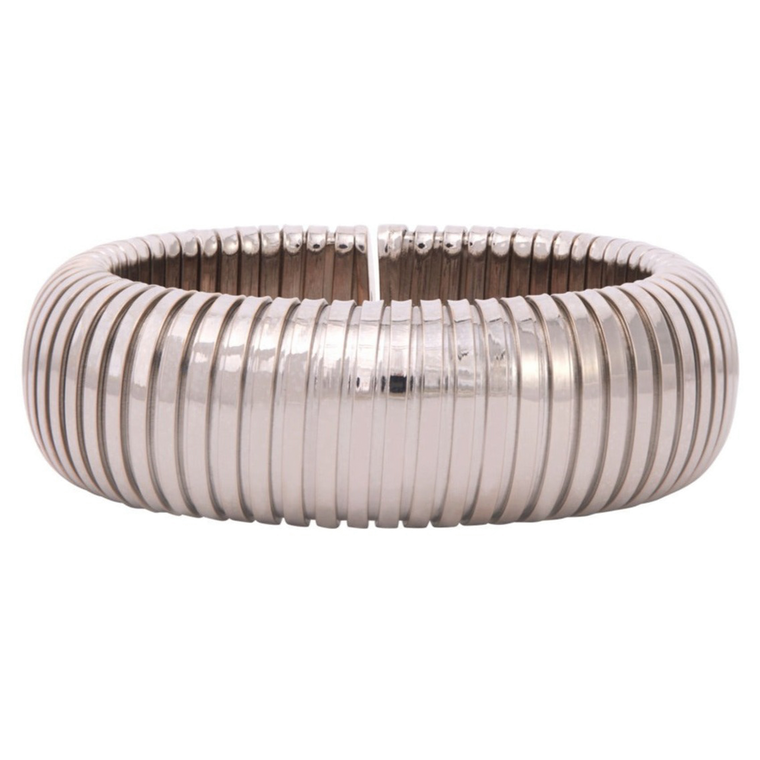 Sidney Garber 18K White Gold Domed Cuff, Size Regular