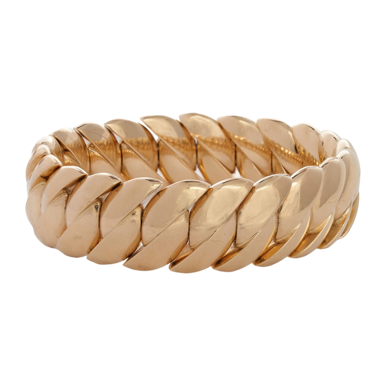 Sidney Garber 18K Yellow Gold Polish Wave Link Bracelet, 17cm