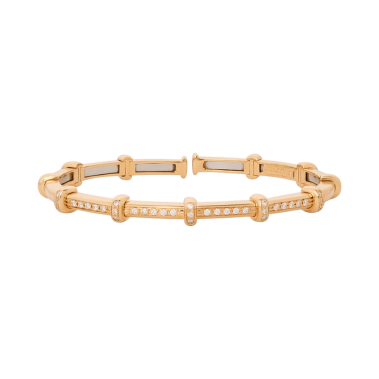 Sidney Garber 18K Yellow Gold Diamond Spring Bracelet
