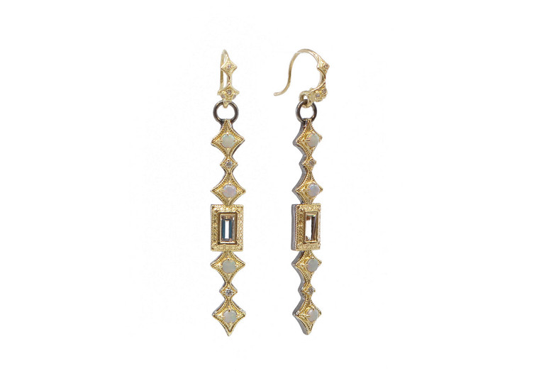 Armenta 18K Yellow Gold Baguette Morganite Crivelli Drop Earrings