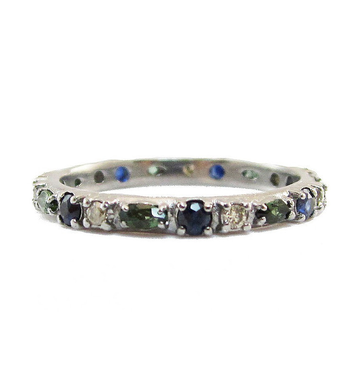 Armenta Sterling Silver Multi-Stone Stack Band Ring, Size 7