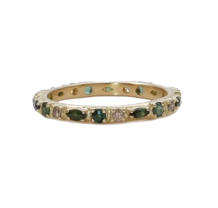 Armenta 18K Yellow Gold Multi-Stone Stack Band Ring, Size 6.5