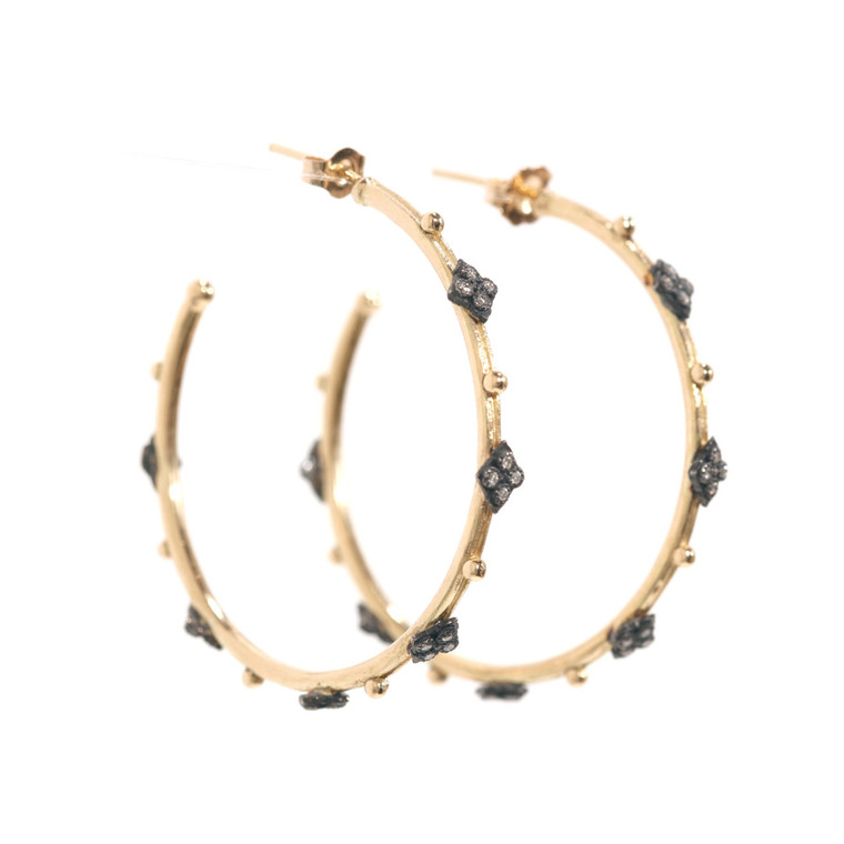 Armenta 18K Yellow Gold and Sterling Silver Medium Crivelli Hoop Earrings, 35mm