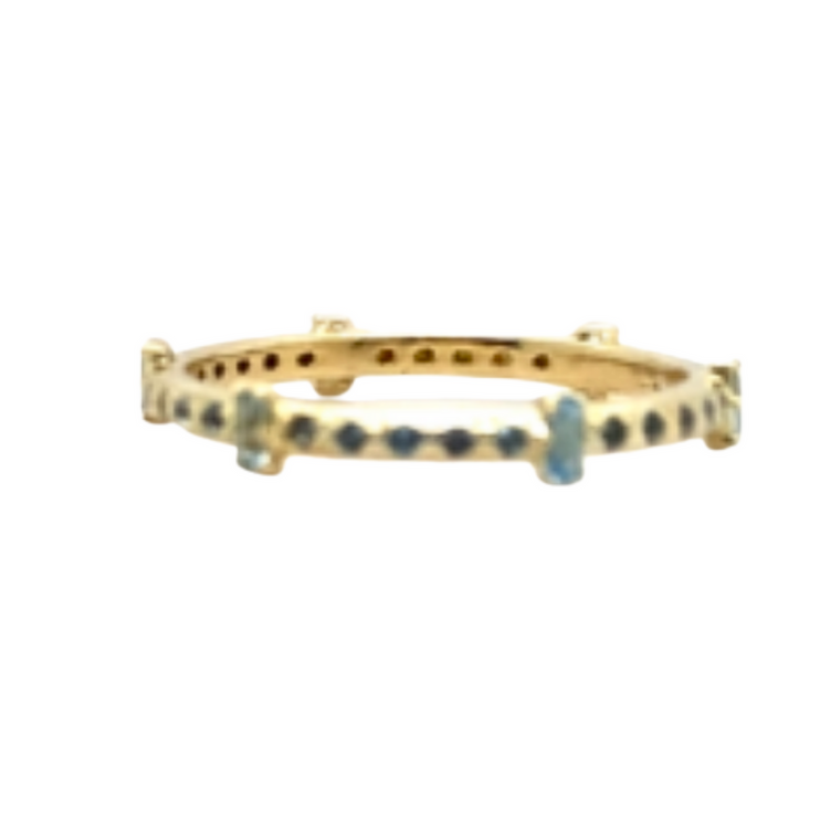 Armenta 18K Yellow Gold London Blue Topaz Stack Band Ring, Size 6.5