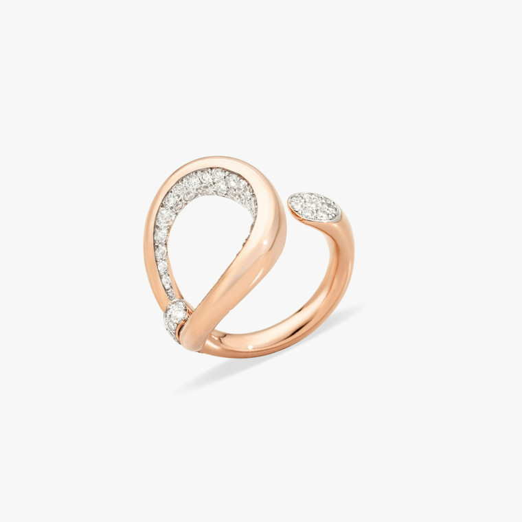 Pomellato Fantina 18K Rose Gold Diamond Ring, Size 55