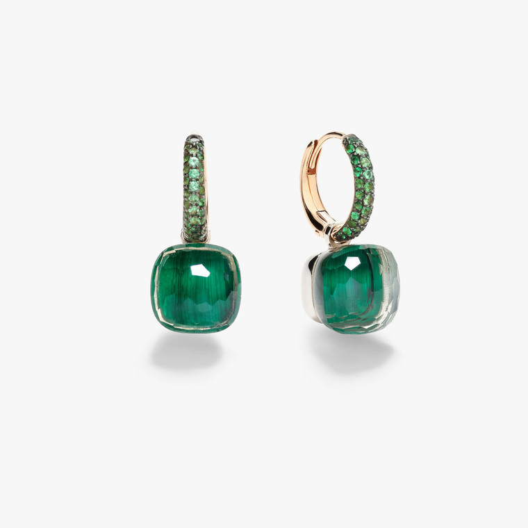 Pomellato Nudo 18K Rose and White Gold Prasiolite and Malachite Classic Earrings