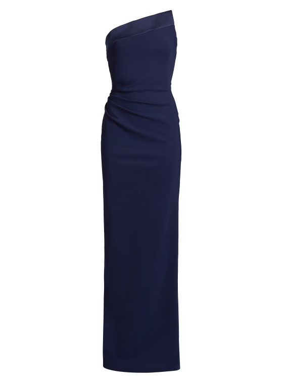 Chiara Boni La Petite Robe Tawia Long RA Gown in Blu Notte, Size 42
