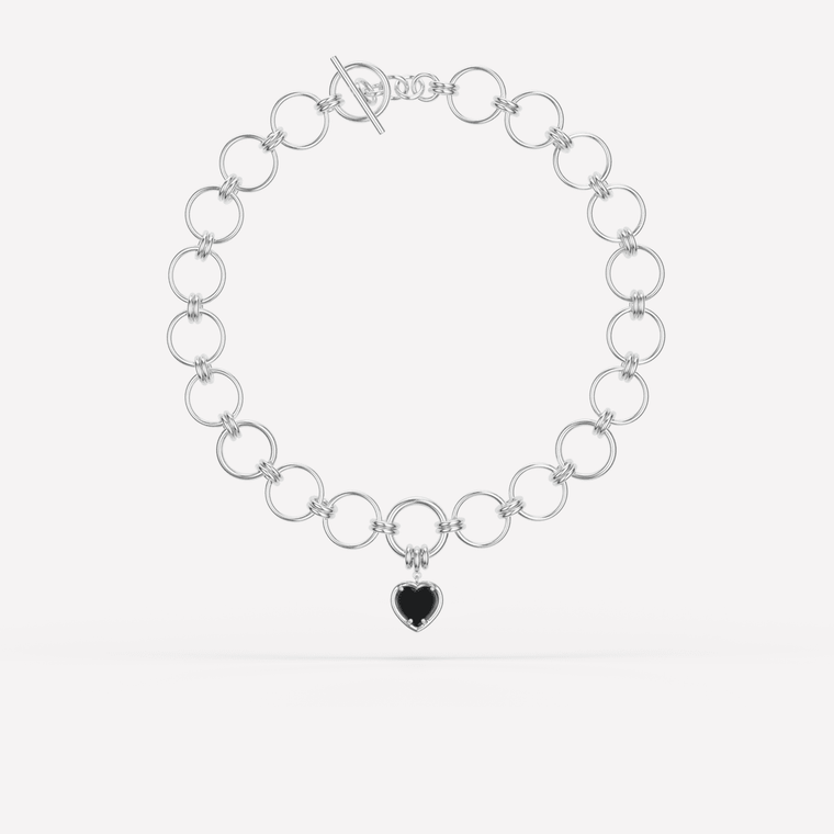*SHOP & SIP*Spinelli Kilcollin Titan Heart Silver Noir Linked Necklace