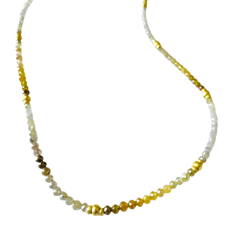 *COMING SOON*Mara Labell Designs 18K Gold Daily Diamonds Medium Neutral Ombré Faceted Rondelles Necklace, 20"