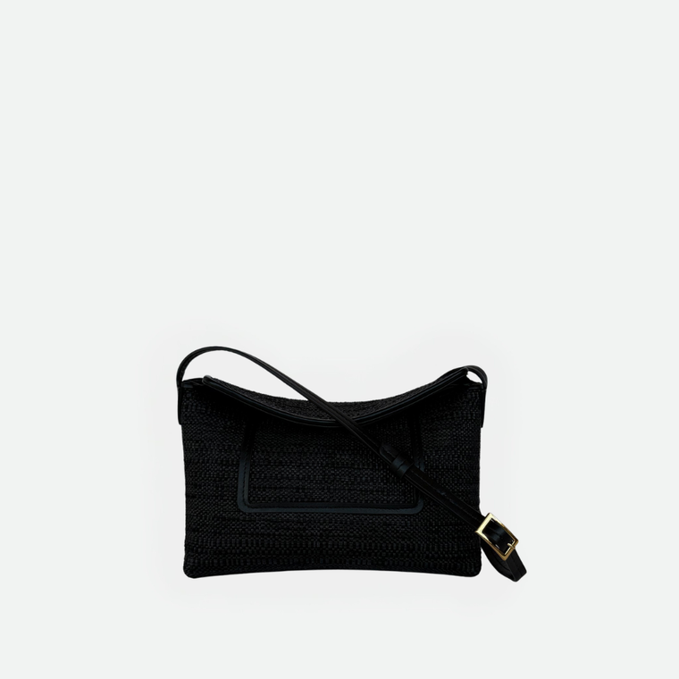 Wandler Penelope Slouch Mini Raffia Bag in Black Raffia