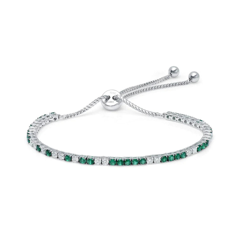 Graziela Gems 18K White Gold Diamond & Emerald Bolo Bracelet