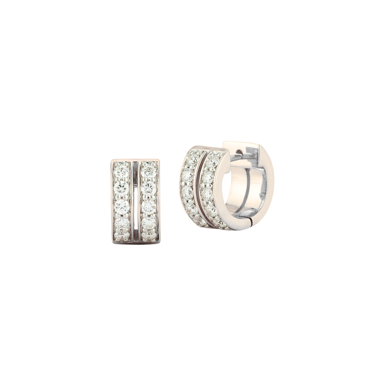 Walters Faith Classic 18K White Gold and Diamond Double Row Huggie Earrings