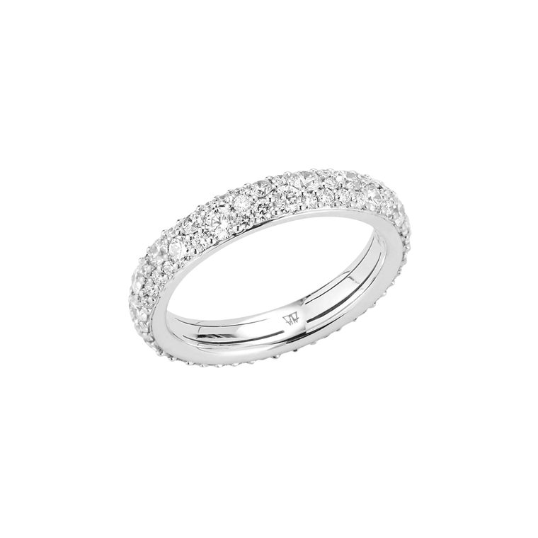 Walters Faith OC X WF 18K White Gold and White Diamond Band Ring, Size 7