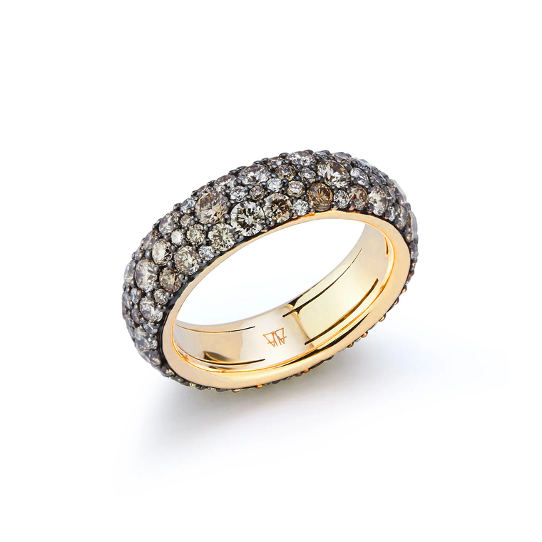 Walters Faith OC X WF 18K Yellow Gold and Champagne Diamond Band Ring, Size 7.5