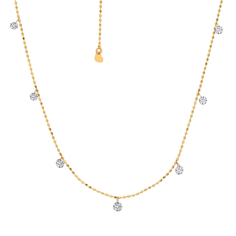 Graziela Gems 18K Yellow Gold Tiny Floating Diamond Necklace