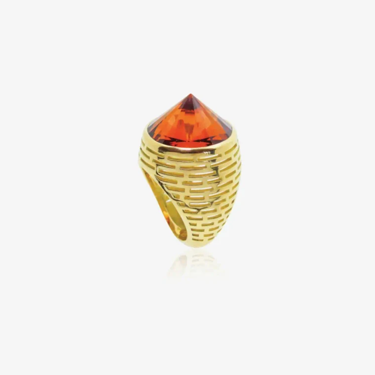 Salima Thakker Labyrinth Citrine Ring, Size 53 (One of Kind)