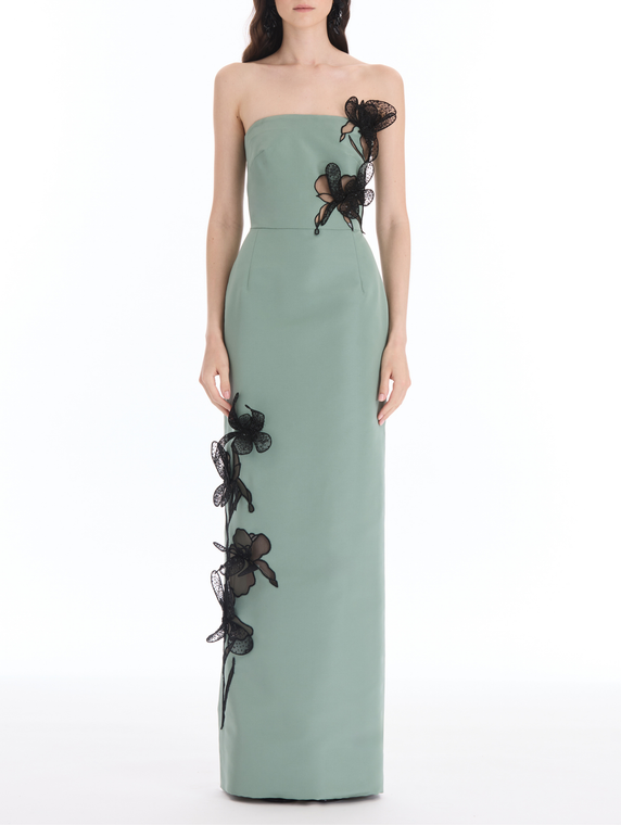 *VIRTUAL TRUNK SHOW* Oscar de la Renta Strapless Cut Out Iris Beaded Lace Faille Gown