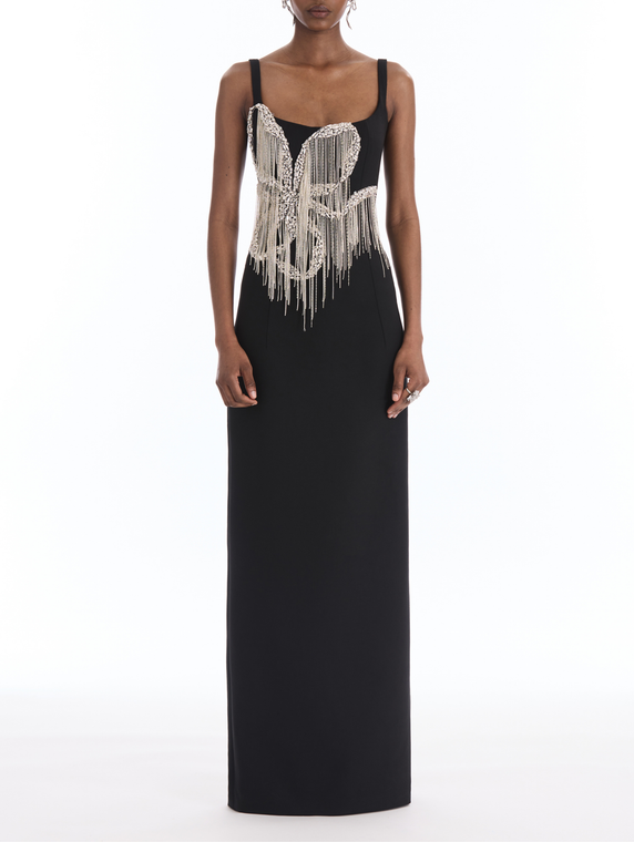 *VIRTUAL TRUNK SHOW* Oscar de la Renta Sleeveless Bow Fringe Embroidered Gown