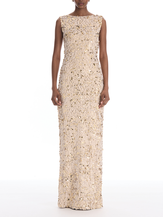 *VIRTUAL TRUNK SHOW* Oscar de la Renta Sleeveless Velvet Paillettes Chiffon Gown