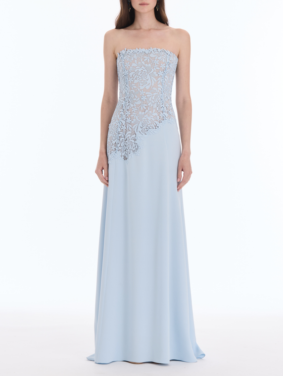 *VIRTUAL TRUNK SHOW* Oscar de la Renta Strapless Chrysanthemum 3d Guipure Georgette Gown