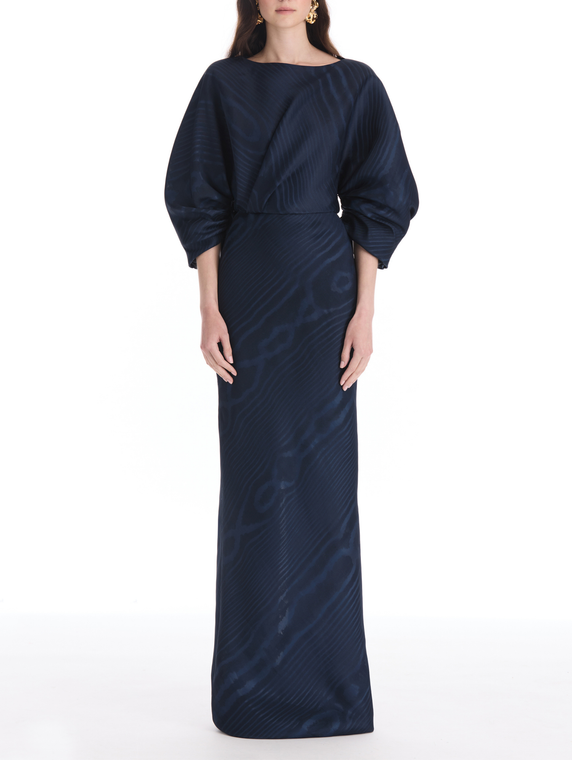 *VIRTUAL TRUNK SHOW* Oscar de la Renta Puff Sleeve Boatneck Moire Silk Gazar Caftan