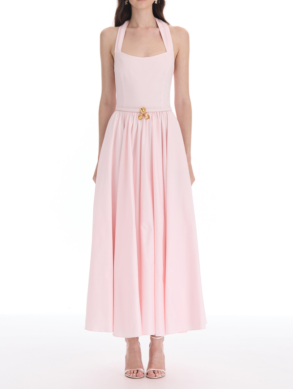 *VIRTUAL TRUNK SHOW* Oscar de la Renta Sleeveless Stretch Cotton Poplin Sateen Pleated Day Dress