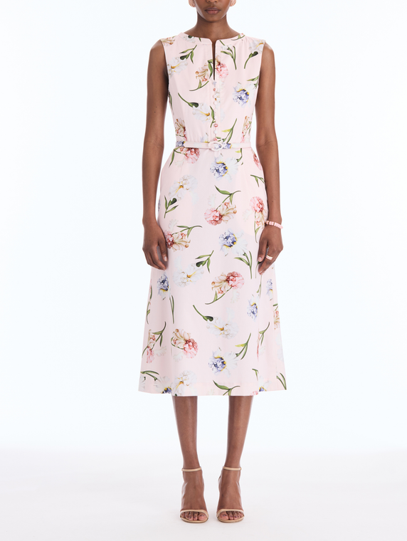 *VIRTUAL TRUNK SHOW* Oscar de la Renta Sleeveless Painted Iris Poplin Day Dress