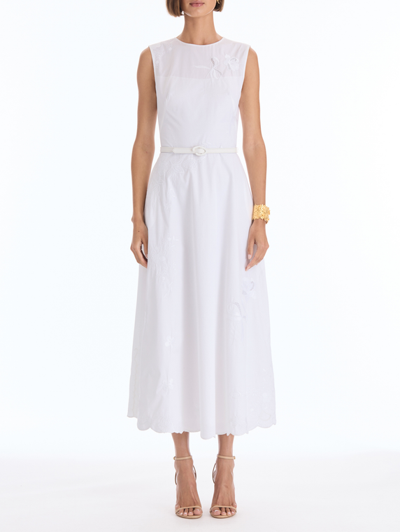 *VIRTUAL TRUNK SHOW* Oscar de la Renta Sleeveless Cotton Poplin Sateen Embroidered Day Dress