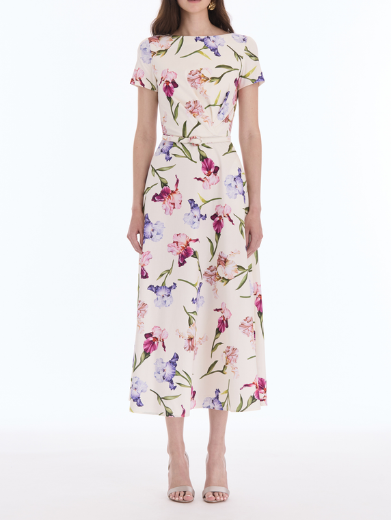*VIRTUAL TRUNK SHOW* Oscar de la Renta Short Sleeve Iris Flowers Poplin Day Dress