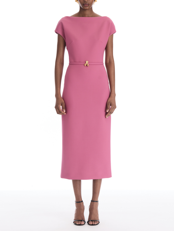 *VIRTUAL TRUNK SHOW* Oscar de la Renta Short Sleeve Bonded Stretch Wool Tailoring Dress