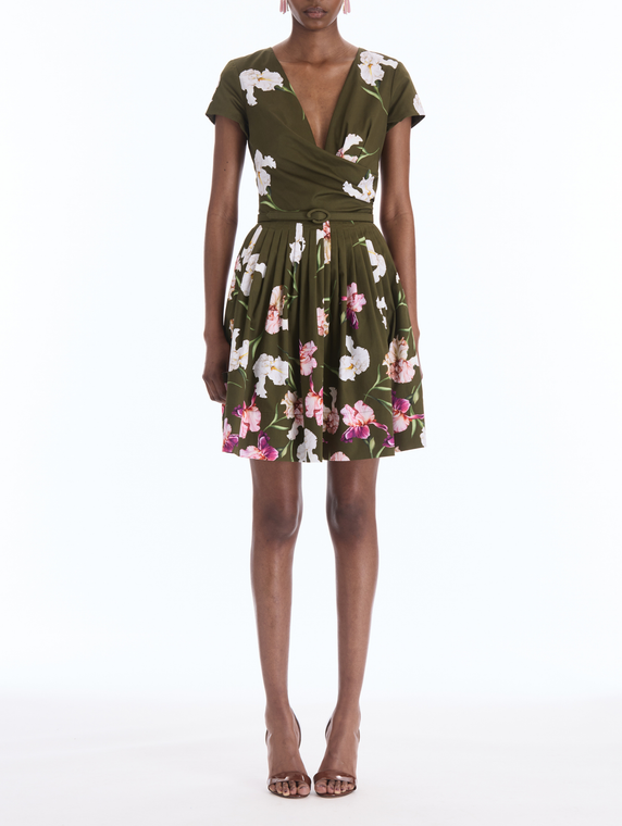 *VIRTUAL TRUNK SHOW* Oscar de la Renta Short Sleeve Painted Iris Degrade Poplin Day Dress