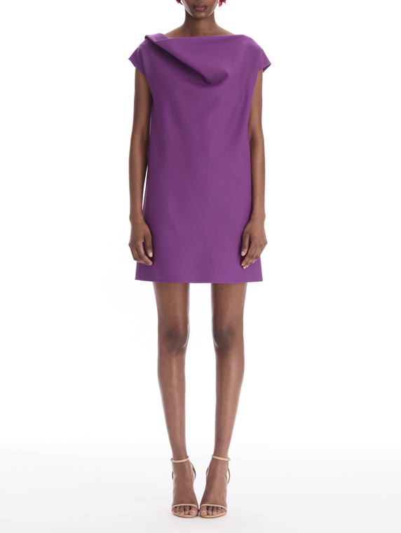*VIRTUAL TRUNK SHOW* Oscar de la Renta Short Sleeve Draped Neck Wool Day Dress