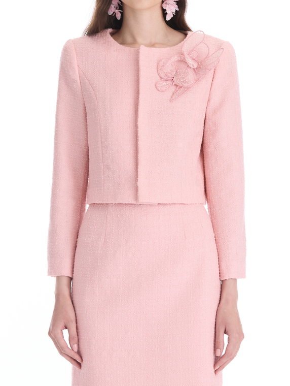 *VIRTUAL TRUNK SHOW* Oscar de la Renta Long Sleeve Cut Out Iris Beaded Lace Jacket