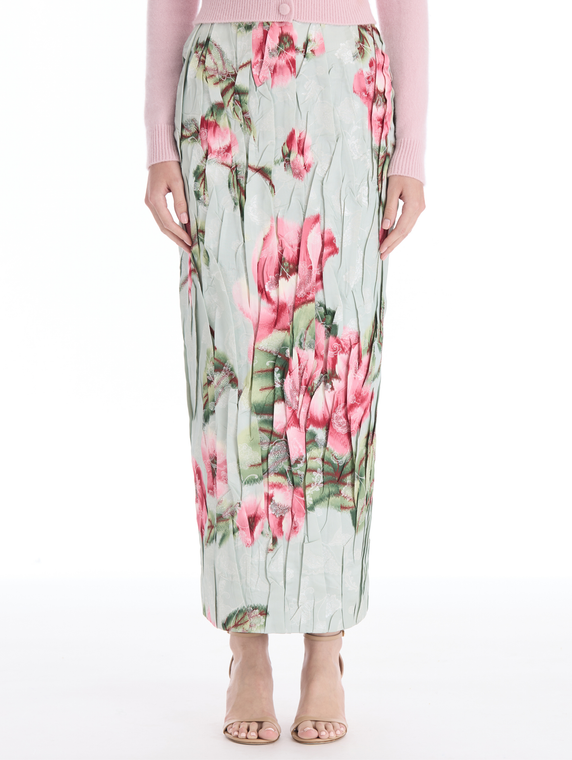 *VIRTUAL TRUNK SHOW* Oscar de la Renta Slvls Floral Chine Fil Coupe Jacquard Skirt
