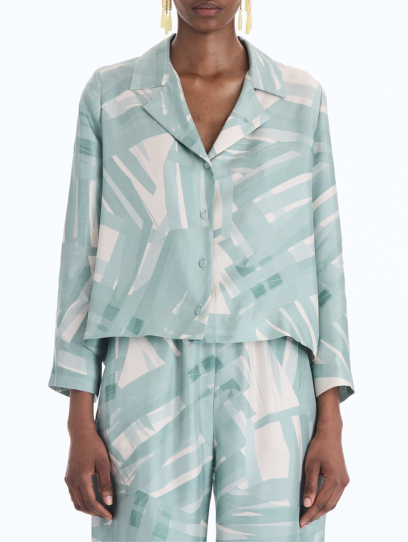 *VIRTUAL TRUNK SHOW* Oscar de la Renta Long Sleeve Stripey Plaid Silk Twill Blouse