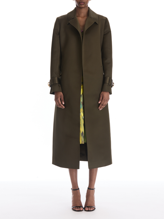 *VIRTUAL TRUNK SHOW* Oscar de la Renta Long Sleeve Silk Satin Gabardine Coat