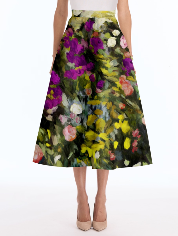 *VIRTUAL TRUNK SHOW* Oscar de la Renta Abstract Garden Sateen Aline Skirt