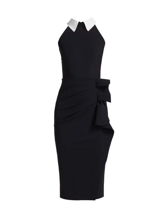 *SPECIAL ORDER* Chiara Boni La Petite Robe Ferflum Collared Skirt Ruffle Cocktail Dress in Black/White