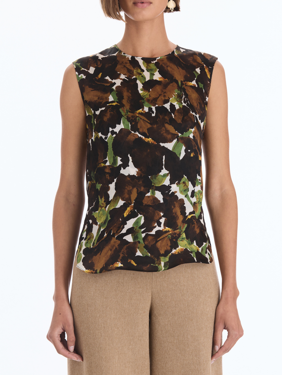 *VIRTUAL TRUNK SHOW* Oscar de la Renta Sleeveless Watercolor Iris Chiffon Tank