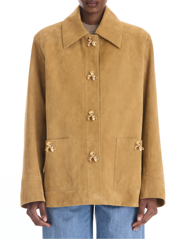 *VIRTUAL TRUNK SHOW* Oscar de la Renta Long Sleeve Suede Collared Jacket