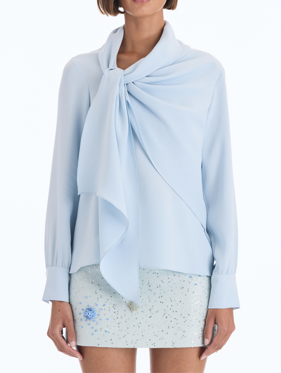 *VIRTUAL TRUNK SHOW* Oscar de la Renta Long Sleeve Neck Tie Detail Georgette Blouse