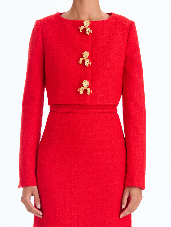*VIRTUAL TRUNK SHOW* Oscar de la Renta Long Sleeve Lightweight Wool Tweed Jacket