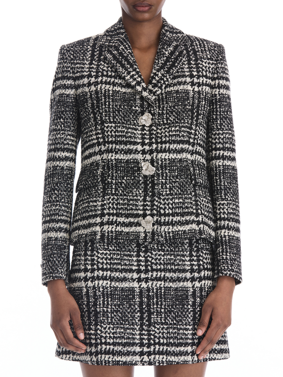 *VIRTUAL TRUNK SHOW* Oscar de la Renta Long Sleeve Glen Plaid Boucle Tweed Jacket
