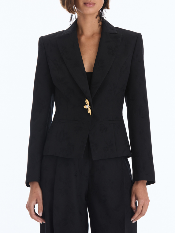 *VIRTUAL TRUNK SHOW* Oscar de la Renta Long Sleeve Floral Wool Jacquard Tailoring Jacket